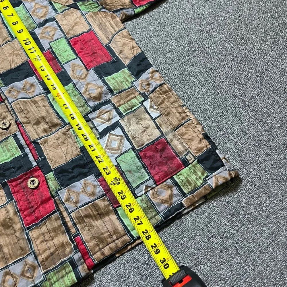 Vintage Quilted Patchwork Jacket Multicolor Geometric Art 90s Boho No Size